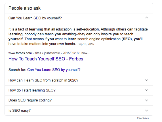 PAA box is another option to target to get on the first page of Google
