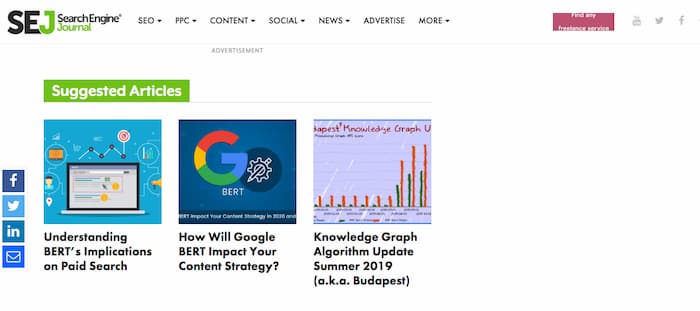 Search engine journal related reading always at the end of every article